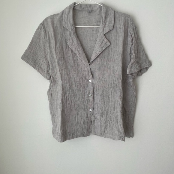PRIORY Bowling Shirt in Silver Linen Size M/L - Picture 4 of 6